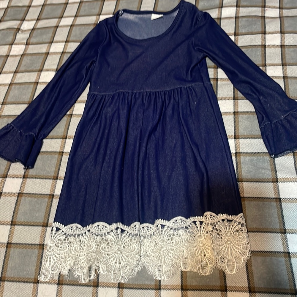 Girls handmade jean stretchy dress